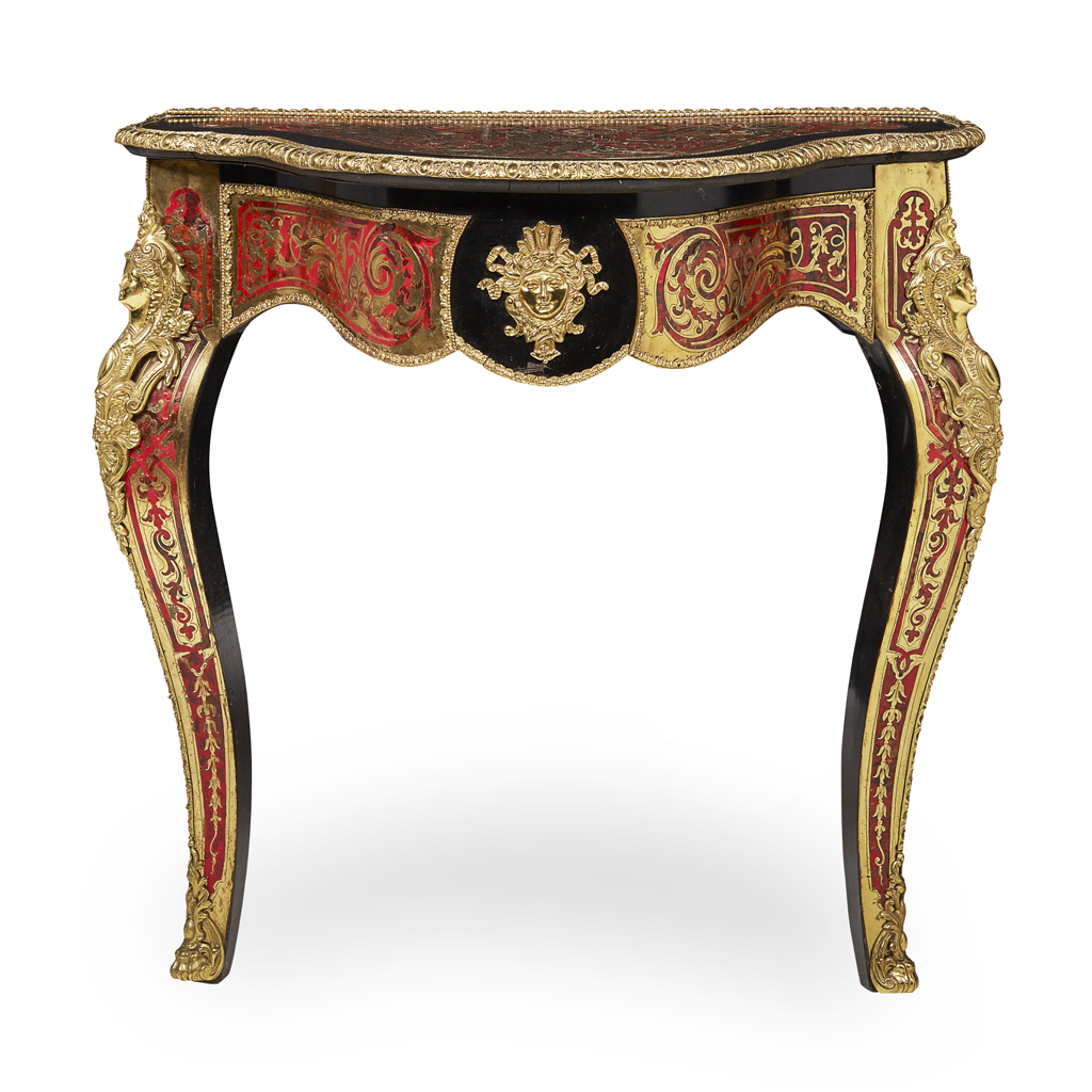 Appraisal: YVICTORIAN BOULLE MARQUETRY AND EBONISED CONSOLE TABLE LATE TH CENTURY