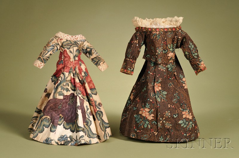 Appraisal: Two Doll Costumes mid- th century a two-piece richly patterned