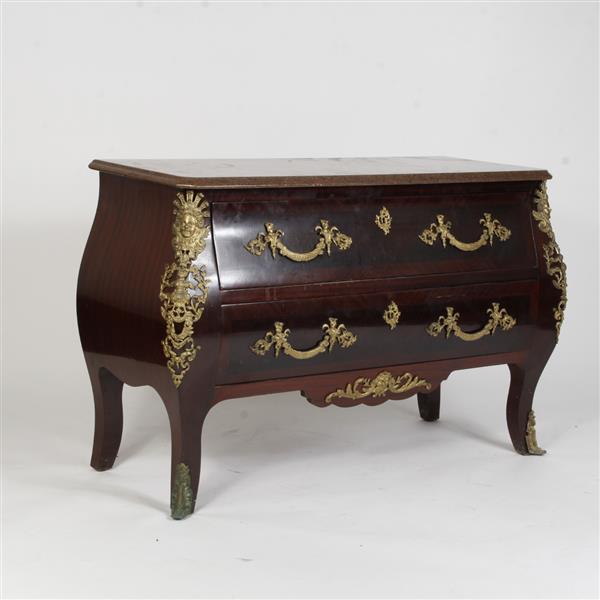 Appraisal: French ormolu mounted marble top commode H x L x