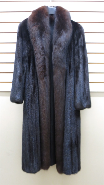 Appraisal: LADY'S FULL LENGTH MINK COAT with fox fur trim dark