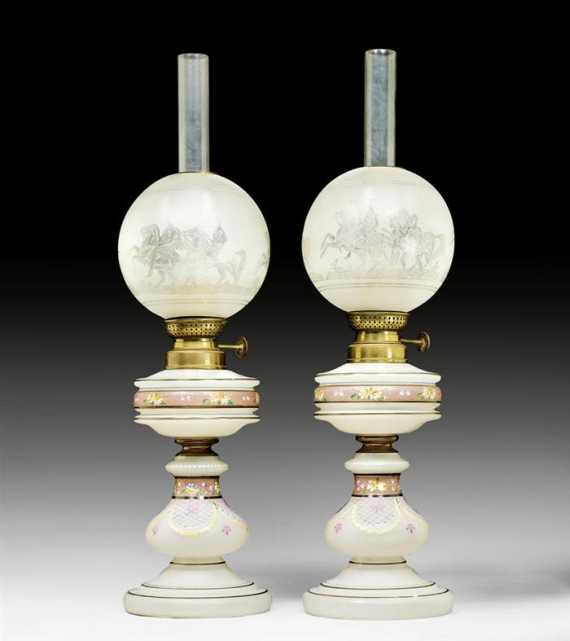 Appraisal: PAIR OF OIL LAMPS Napoleon III Paris circa Partially painted