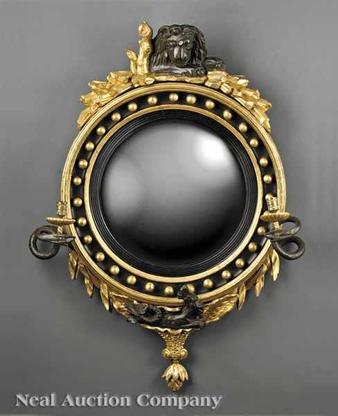 Appraisal: A Regency Giltwood and Verde Antico Girandole Mirror c the