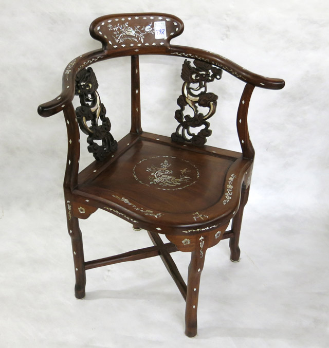 Appraisal: CHINESE MING STYLE ARMCHAIR of solid rosewood construction with horseshoe