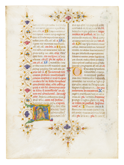 Appraisal: LLANGATTOCK BREVIARY LEAF Illuminated vellum leaf from the Llangattock Breviary