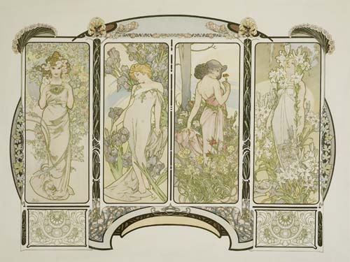 Appraisal: ALPHONSE MUCHA THE FLOWERS x inches F Champenois Condition A