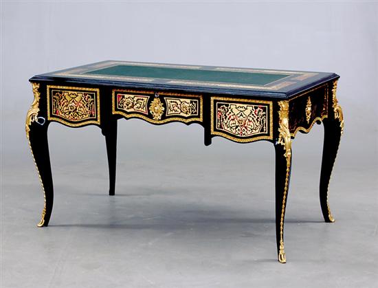 Appraisal: French style boulle writing desk rectangular top with simulated shell