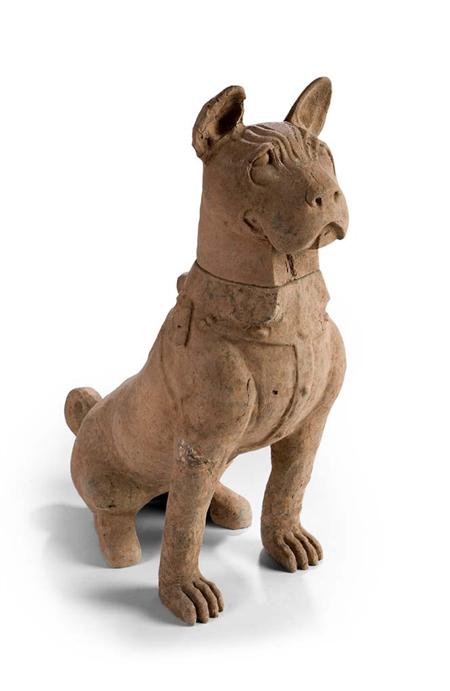 Appraisal: A Chinese pottery model of Shitzu dog Han dynasty seated