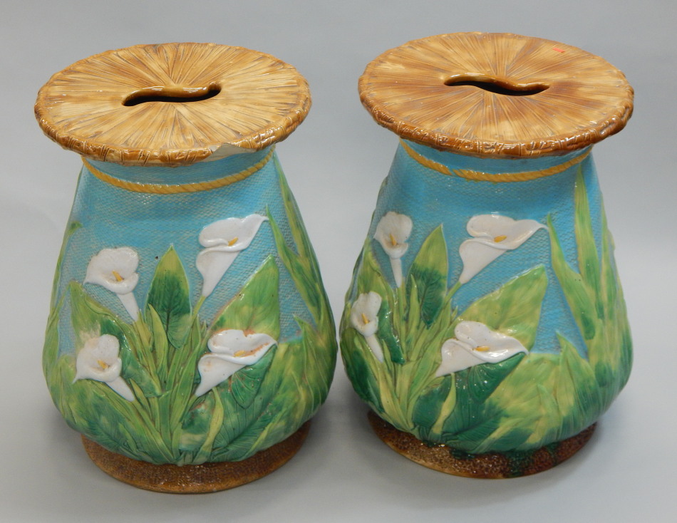 Appraisal: A pair of George Jones Victorian majolica garden seats each