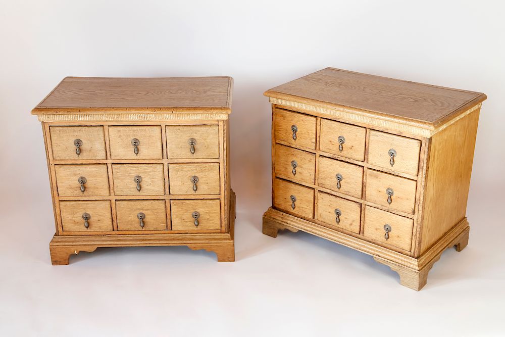 Appraisal: Pair of th Century English Oak Apothecary End Tables Chests