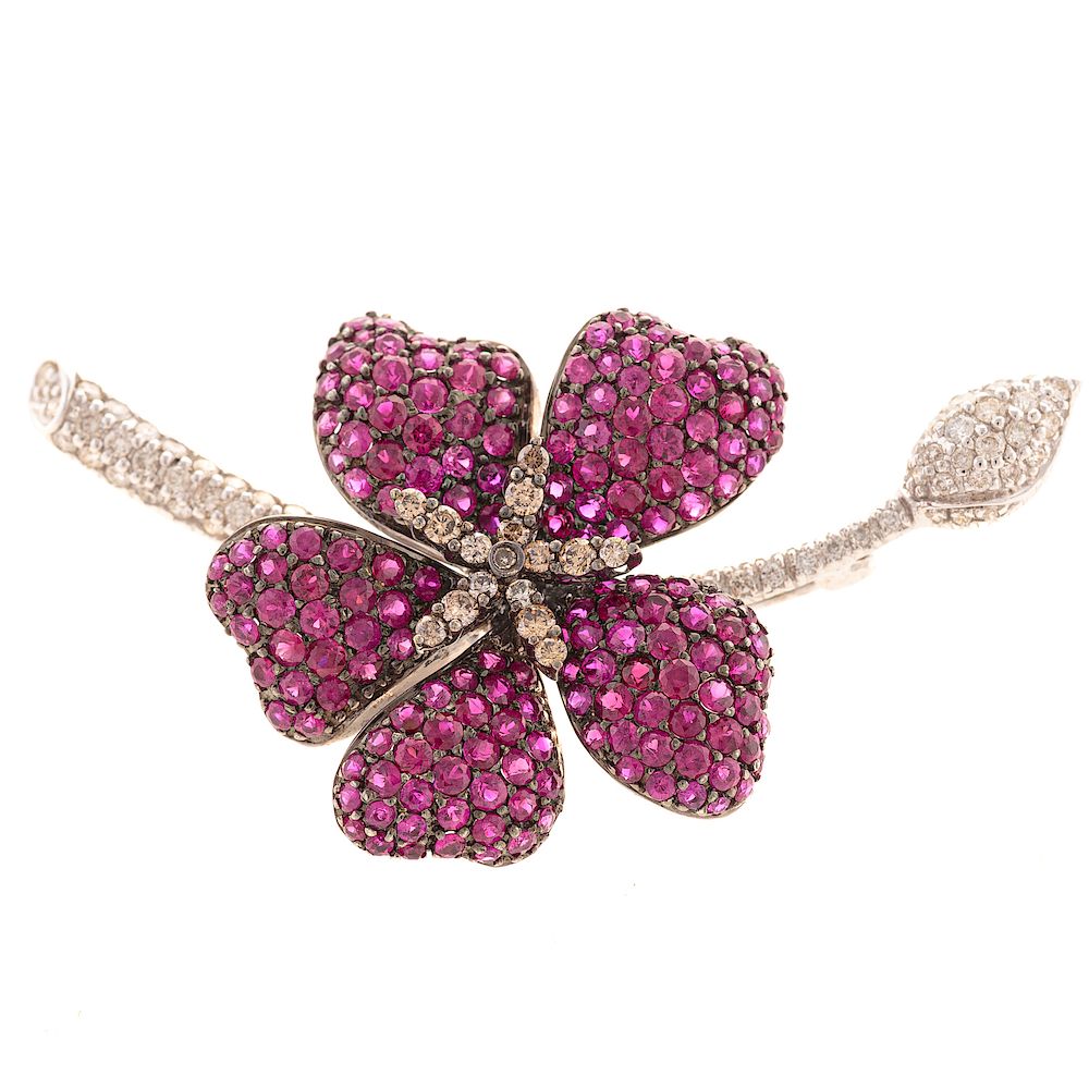 Appraisal: A Ladies Ruby and Diamond Brooch in K K white