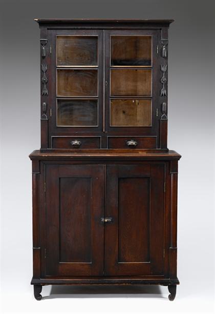 Appraisal: Walnut stepback cupboard north carolina early th century In two-parts