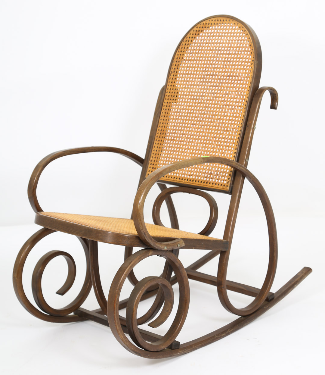 Appraisal: Bentwood rocker with cane seat and back