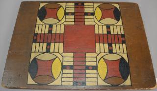 Appraisal: Primitive game board in old paint x Primitive game board