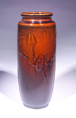 Appraisal: ROOKWOOD Tiger Eye narrow vase beautifully painted by K Shirayamadani