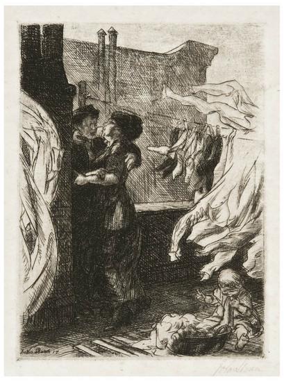 Appraisal: John Sloan - Love on the Roof M Etching signed