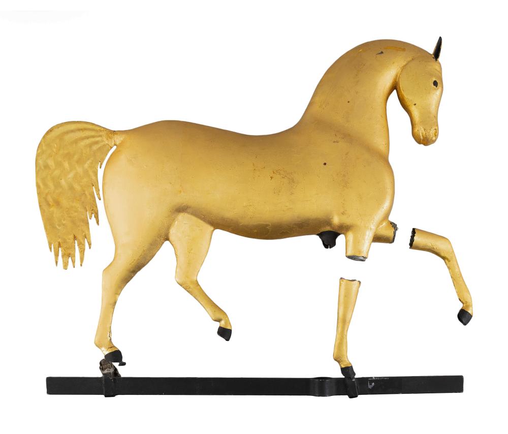 Appraisal: SWELL-BODIED BLACK HAWK RUNNING HORSE WEATHER VANE TH CENTURY LENGTH