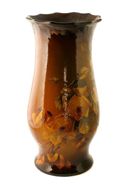 Appraisal: A large Weller glazed earthenware Louwelsa baluster floor vase circa