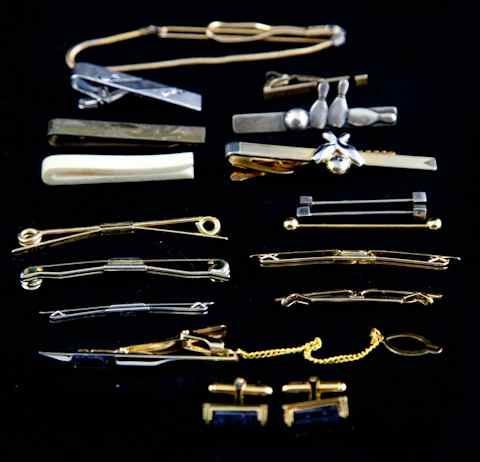 Appraisal: GROUP OF GENTLEMAN'S TIE TACKS AND COLLAR STAYS including silver