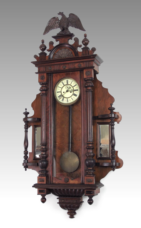 Appraisal: RESCH GEBRUDER CARVED VIENNA REGULATOR CLOCK Eagle finial over carved