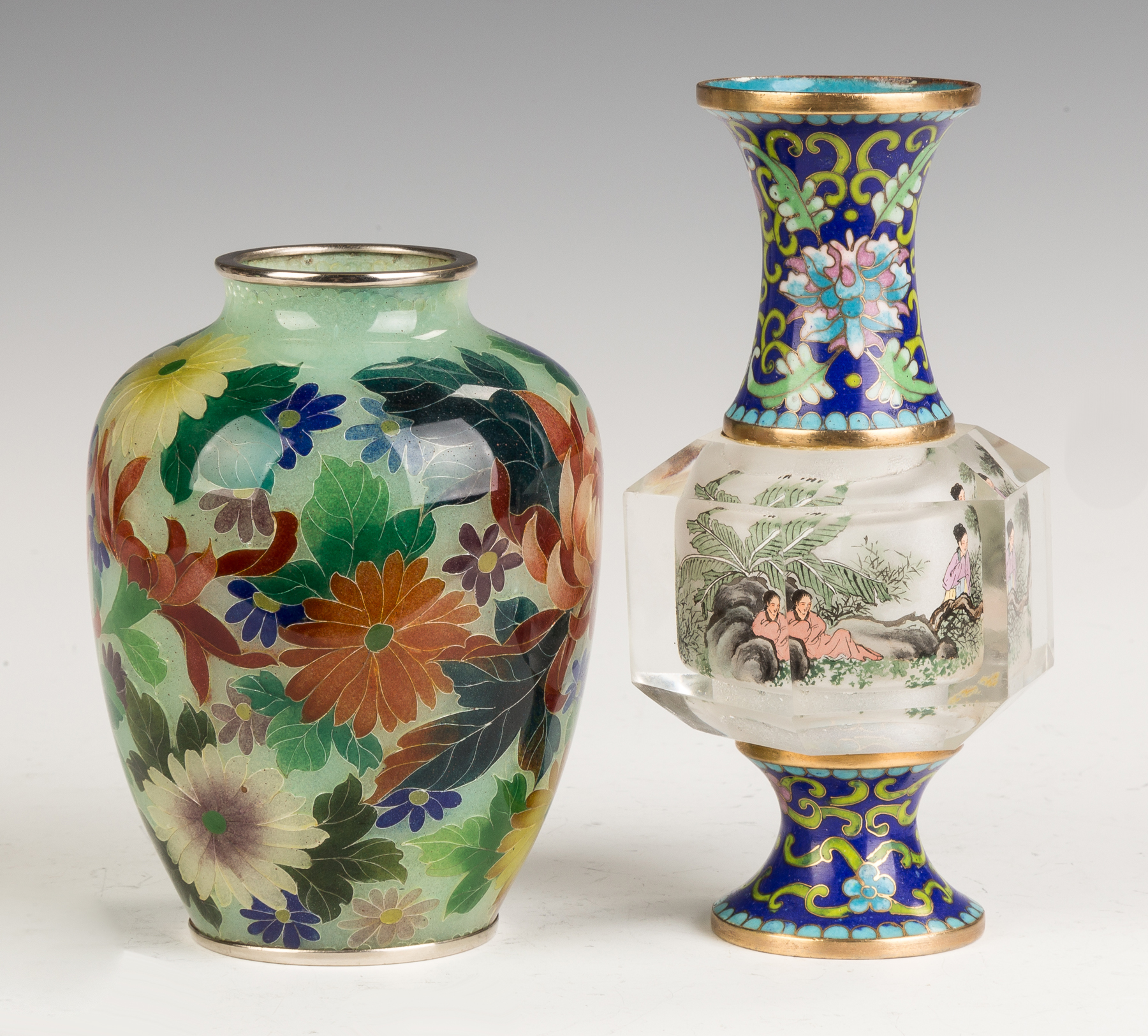 Appraisal: Plique du Jour and Inside Painted and Cloisonne Vase Plique