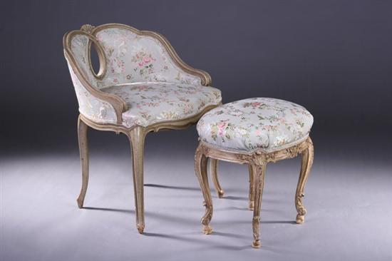 Appraisal: LOUIS XV STYLE PAINTED PETITE BERGERE Late th early th