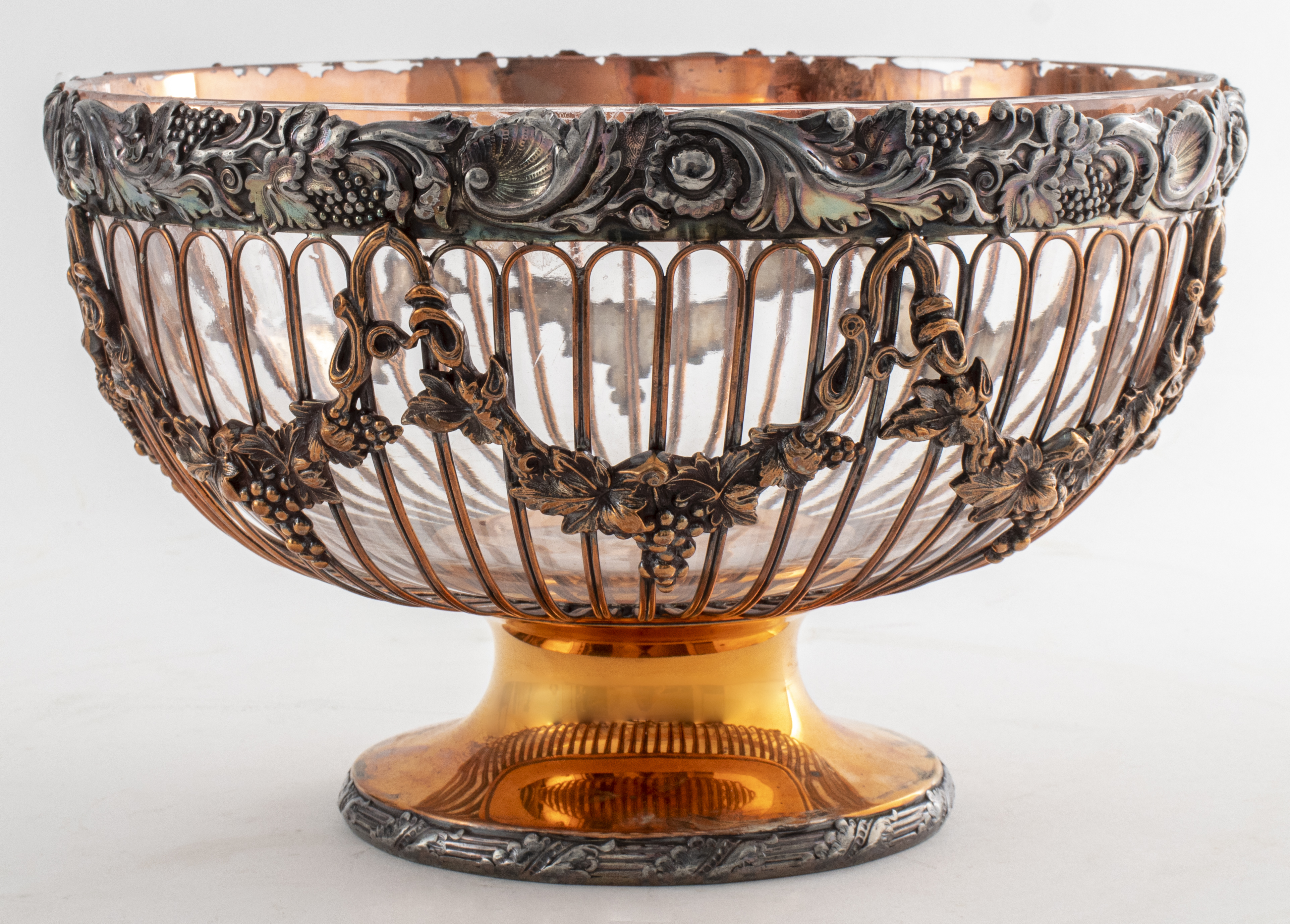 Appraisal: ELLIS-BARKER SILVER-PLATE GLASS PUNCH BOWL Ellis Barker Silver Co Birmingham