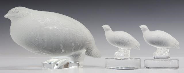 Appraisal: lot of Lalique frosted art crystal Partridge Quail birds approx