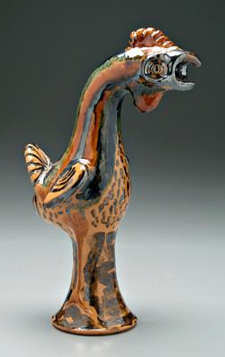 Appraisal: Billy Ray Hussy rooster polychrome glaze base stamped Folk Pottery