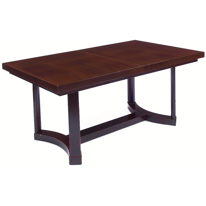 Appraisal: Gilbert Rohde style dining table maker unknown s rectangular mahogany