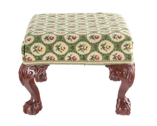 Appraisal: Sale Lot A Needlepoint Upholstered Footstool Height x inches square