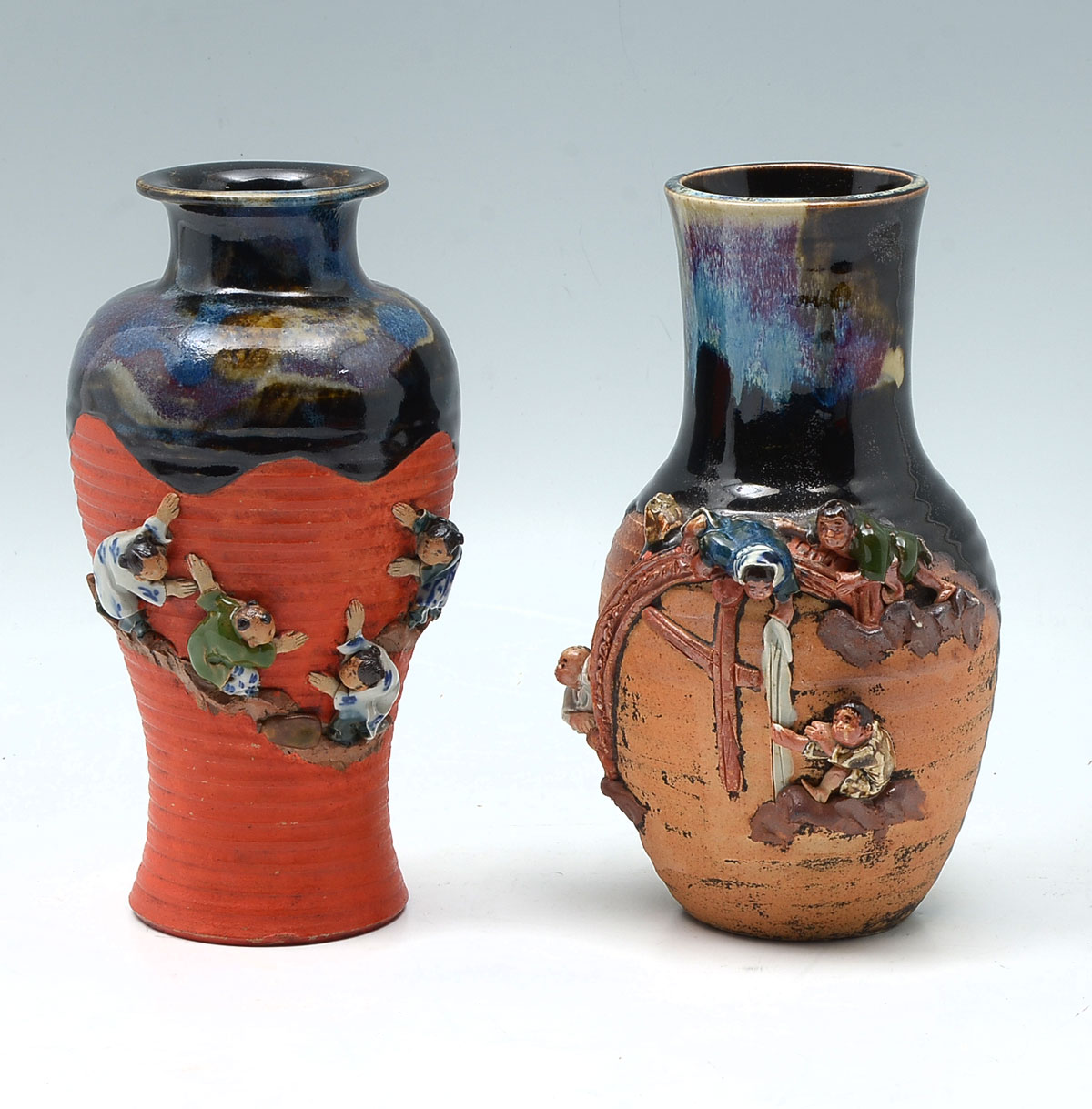 Appraisal: JAPANESE SUMIDA GAWA VASES Comprising - Red ground Sumida Gawa