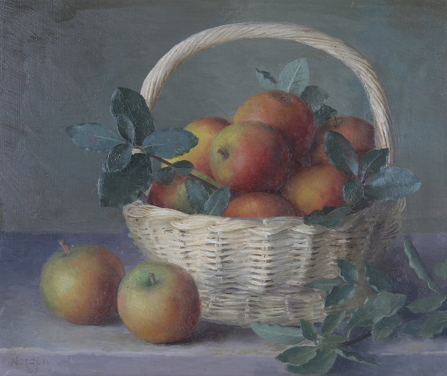 Appraisal: GERALD NORDEN - 'Cox's apples in a basket signed and