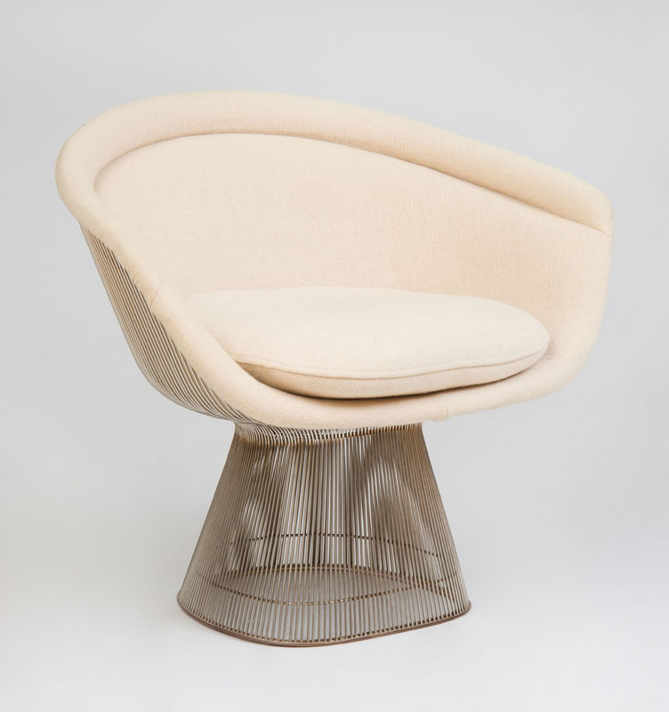 Appraisal: HARRY BERTOIA KNOLL INTERNATIONAL ARMCHAIR Chromed metal and wool upholstery