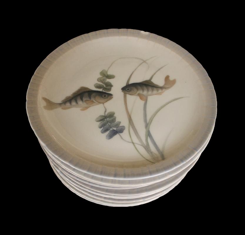 Appraisal: Eleven Royal Copenhagen Fish Plates Eleven Royal Copenhagen Fish Plates