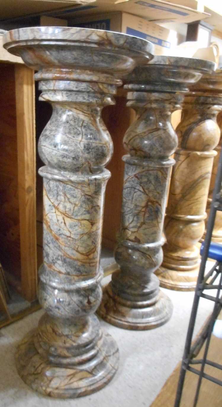 Appraisal: A PAIR OF MARBLE PEDESTALS Italian Gris Siboney marble with