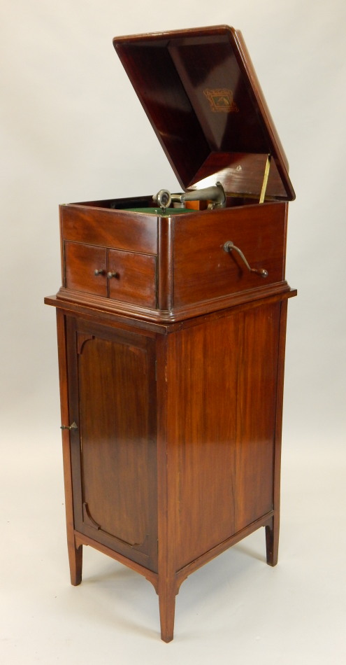 Appraisal: An Edwardian mahogany gramophone by His Masters Voice with various