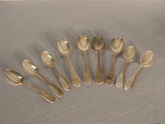 Appraisal: Three George III silver old English pattern serving spoons London