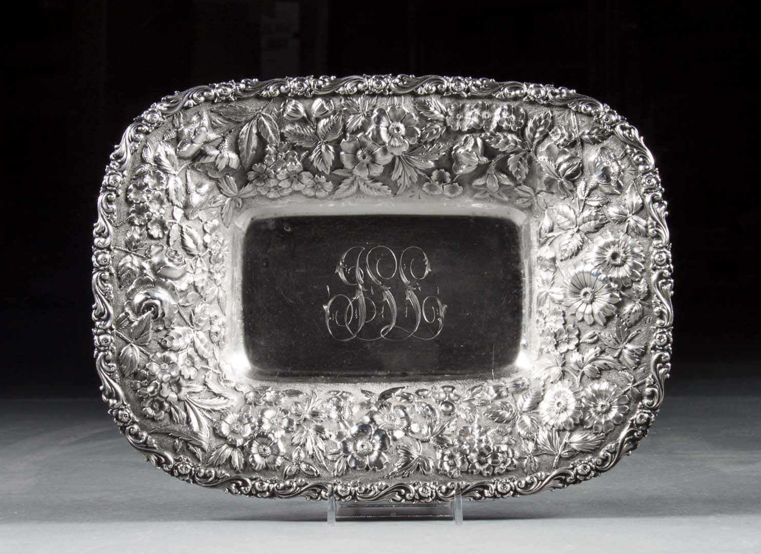 Appraisal: Jenkins Jenkins sterling repousse bread tray rectangular bread tray H