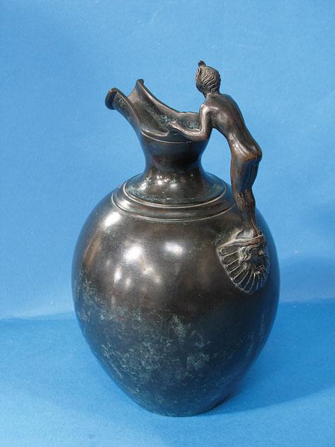 Appraisal: A GRAND TOUR BRONZE EWER of ovoid form with a