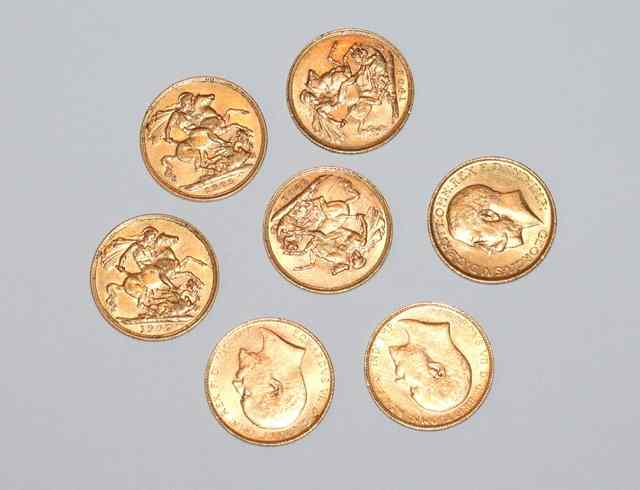 Appraisal: SEVEN GOLD SOVEREIGNS and