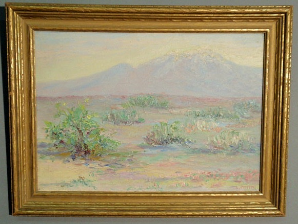 Appraisal: Oil on artist board landscape painting titled Winter at Palm