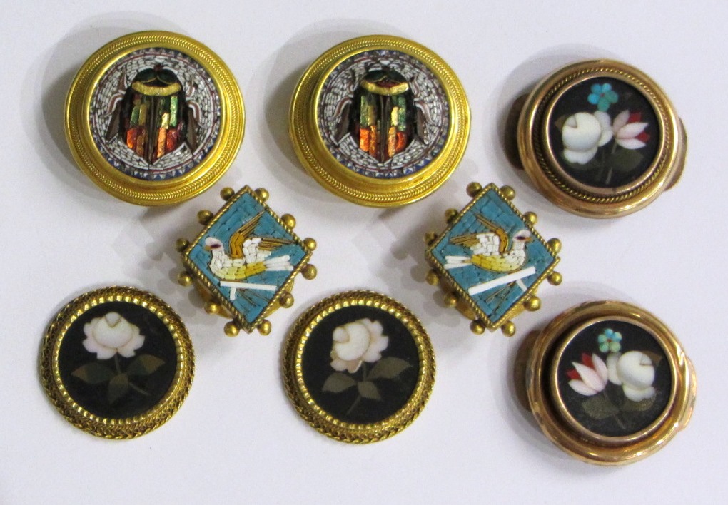 Appraisal: A pair of gilt metal and Italian mosaic dress studs