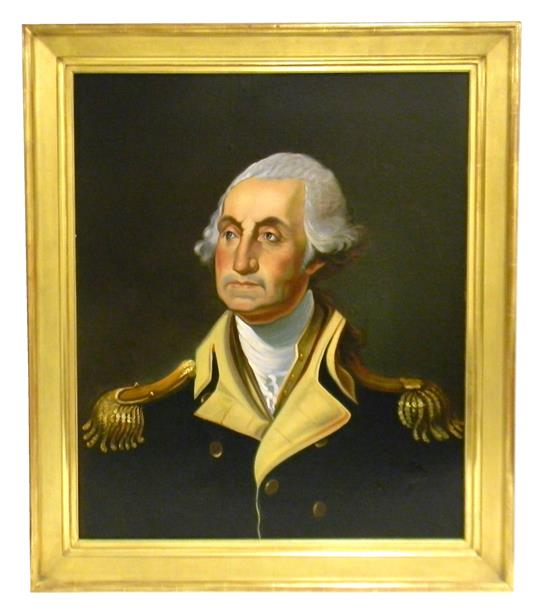 Appraisal: After Gilbert Stuart American - oil on canvas bust-length portrait