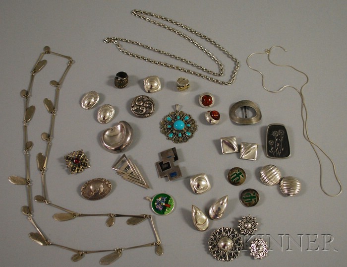 Appraisal: Group of Mexican and Other Assorted Sterling Silver Jewelry including