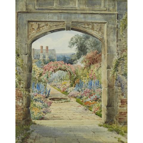 Appraisal: Henry John Sylvester Stannard - FLOWER GARDEN THROUGH AN ARCH