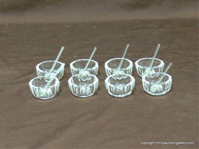 Appraisal: Glass Individual Salts with Serving Spoons Set - total of