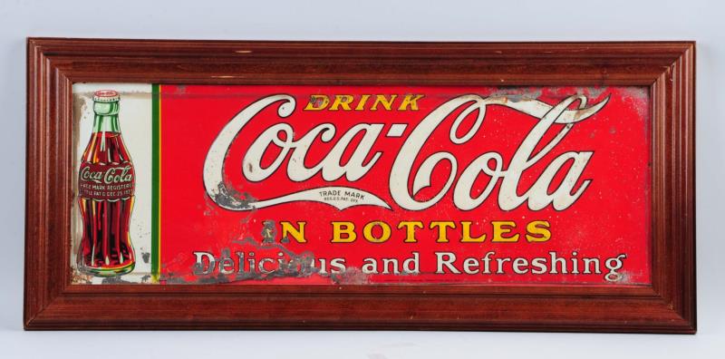 Appraisal: Coca-Cola Tin Sign Framed This sign has moderate to heavy