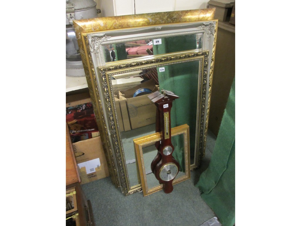 Appraisal: Five assorted modern wall mirrors and a barometer