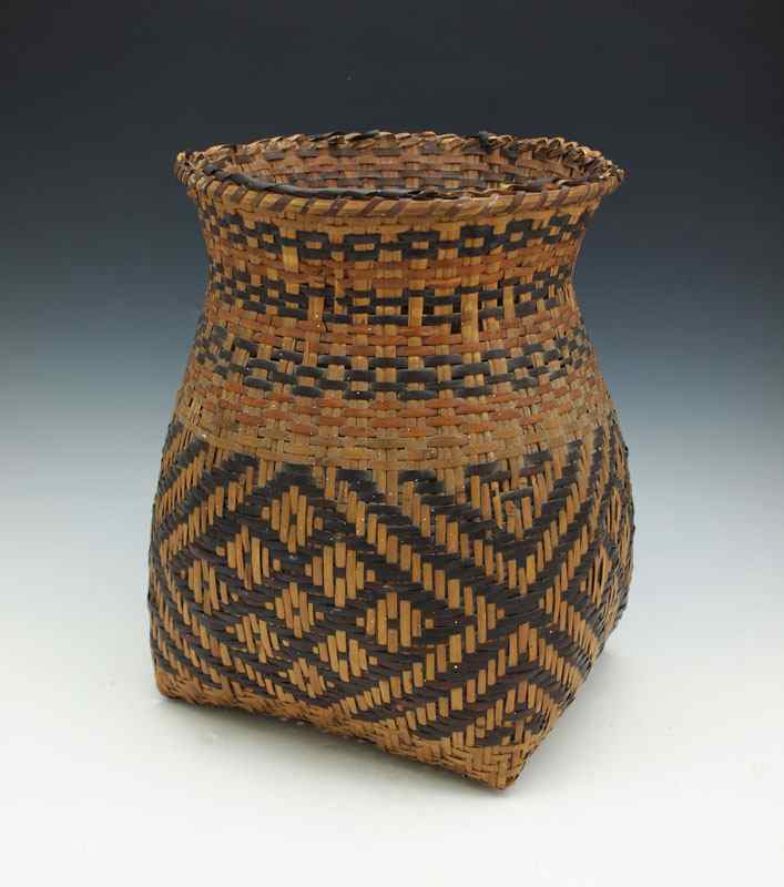 Appraisal: CHEROKEE WOVEN BASKET Early to mid th century with geometric