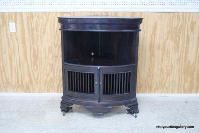 Appraisal: Dark Walnut Finished Corner TV Lamp TableIs a nice tall